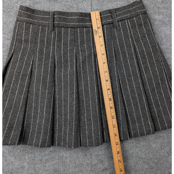 Studio Workshop Mini Skirt Womens Small Wool Pleated Y2K Gray Pinstripe Academia - Picture 4 of 7